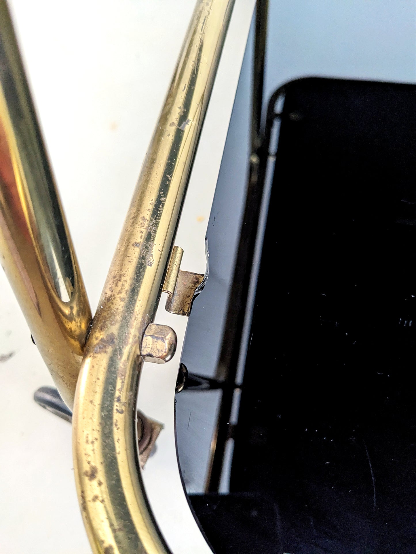 Vintage Brass & Blackened Glass Bar Cart 1960's