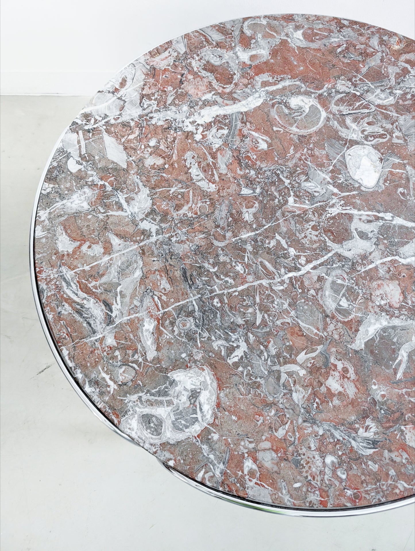 Vintage Red Marble & Chrome Coffee Table 1970's