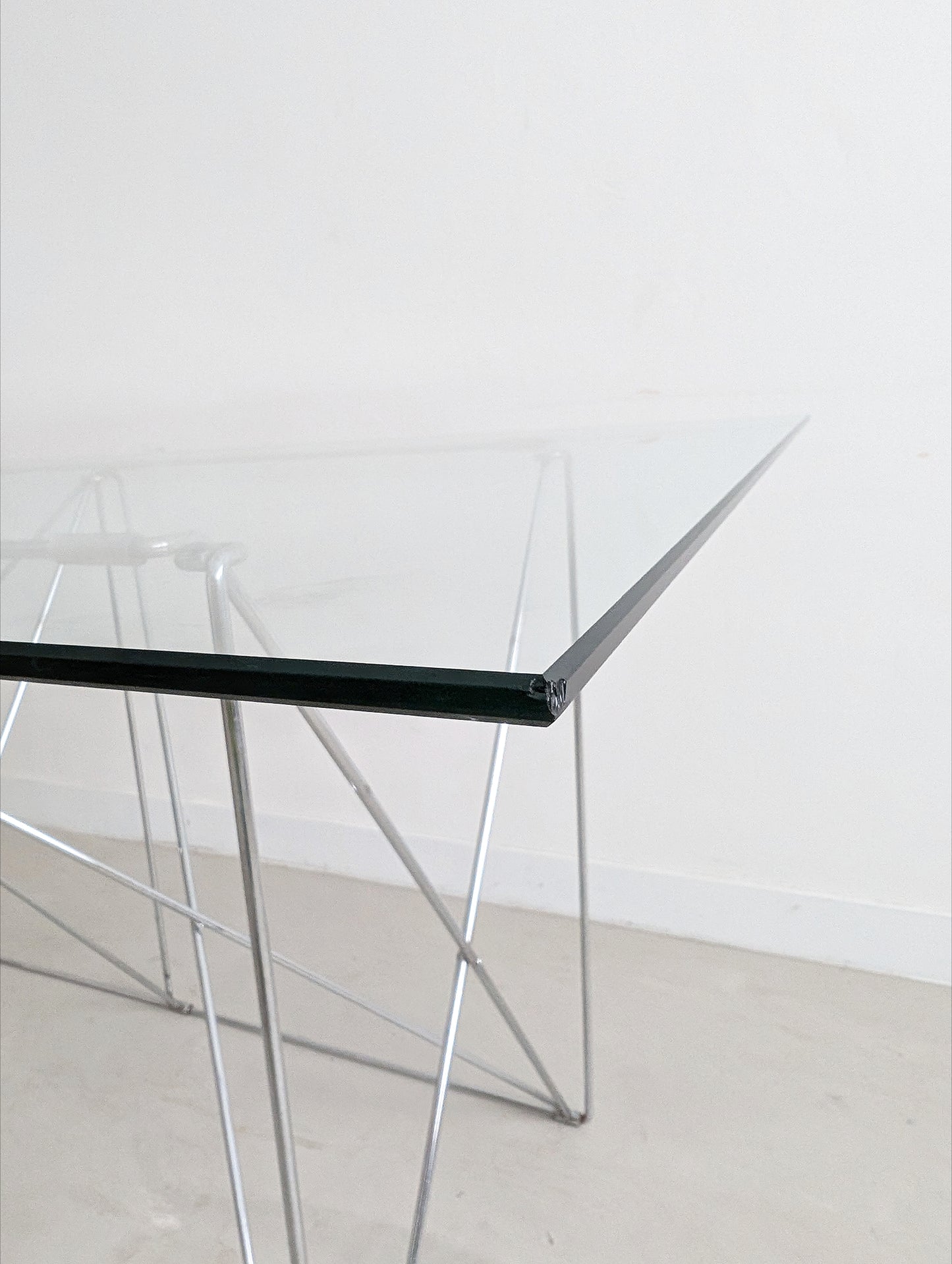 Foldable Steel & Glass Dining Table by Max Sauze 1970's