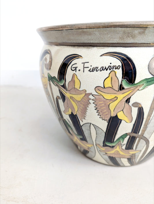 Art Nouveau Style Flower Pot by G. Fieravino Italy
