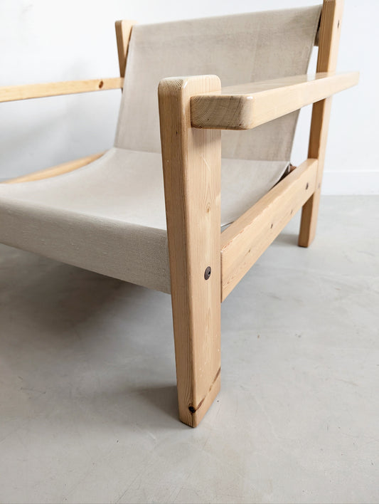 Birchwood & Canvas Loungechair 1970's