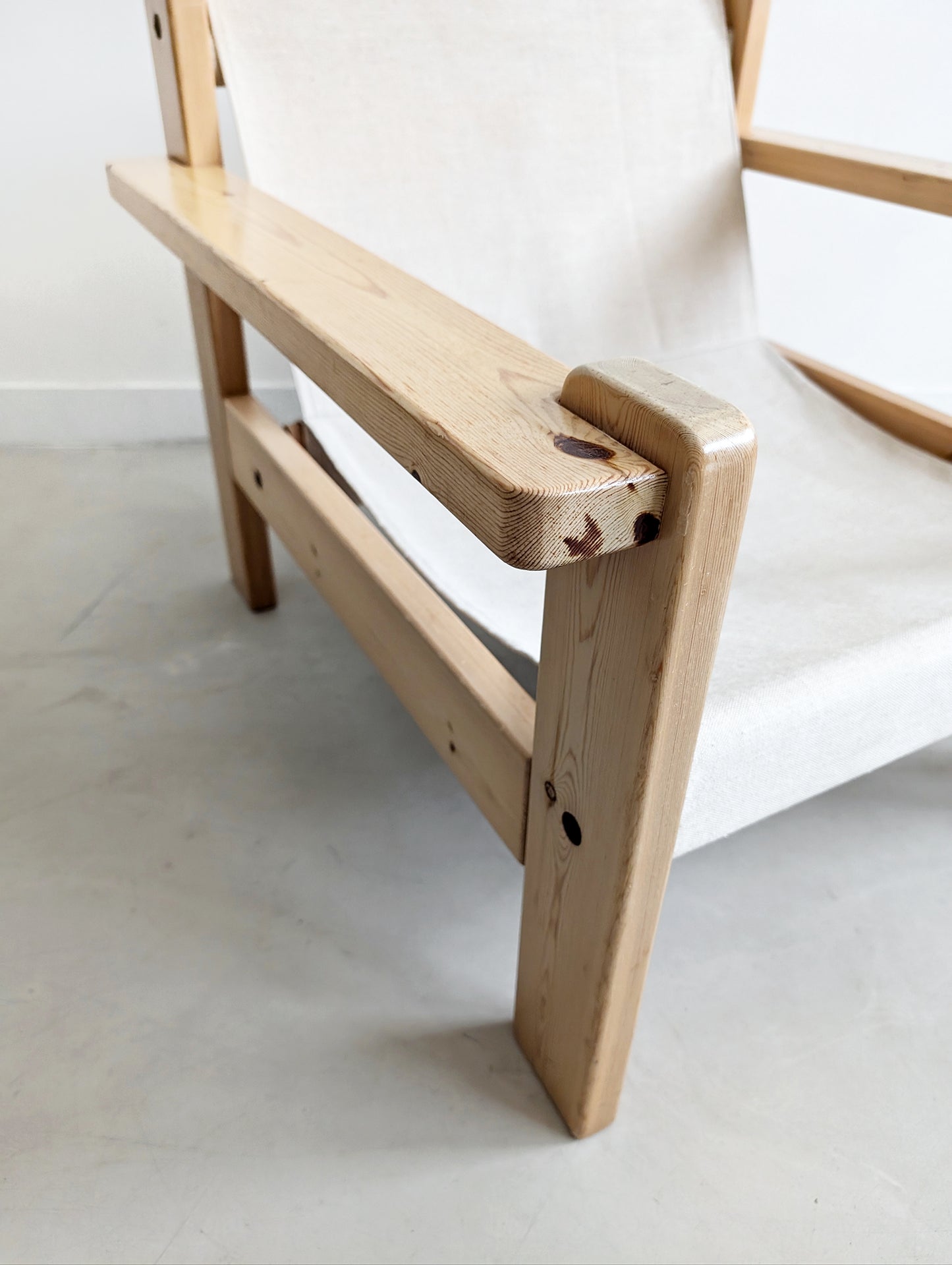 Birchwood & Canvas Loungechair 1970's