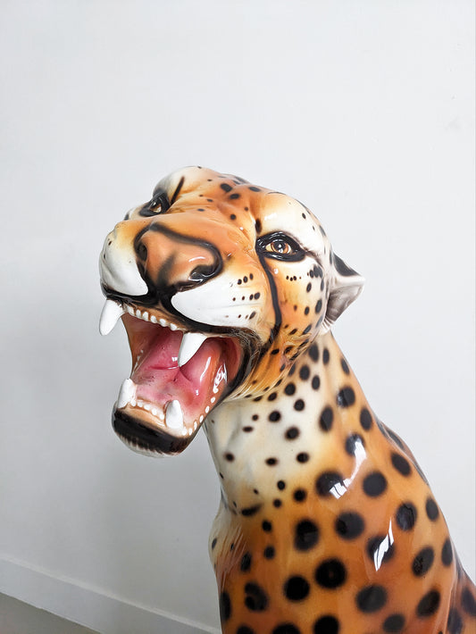 XL Ceramic Leopard Figure 1990's