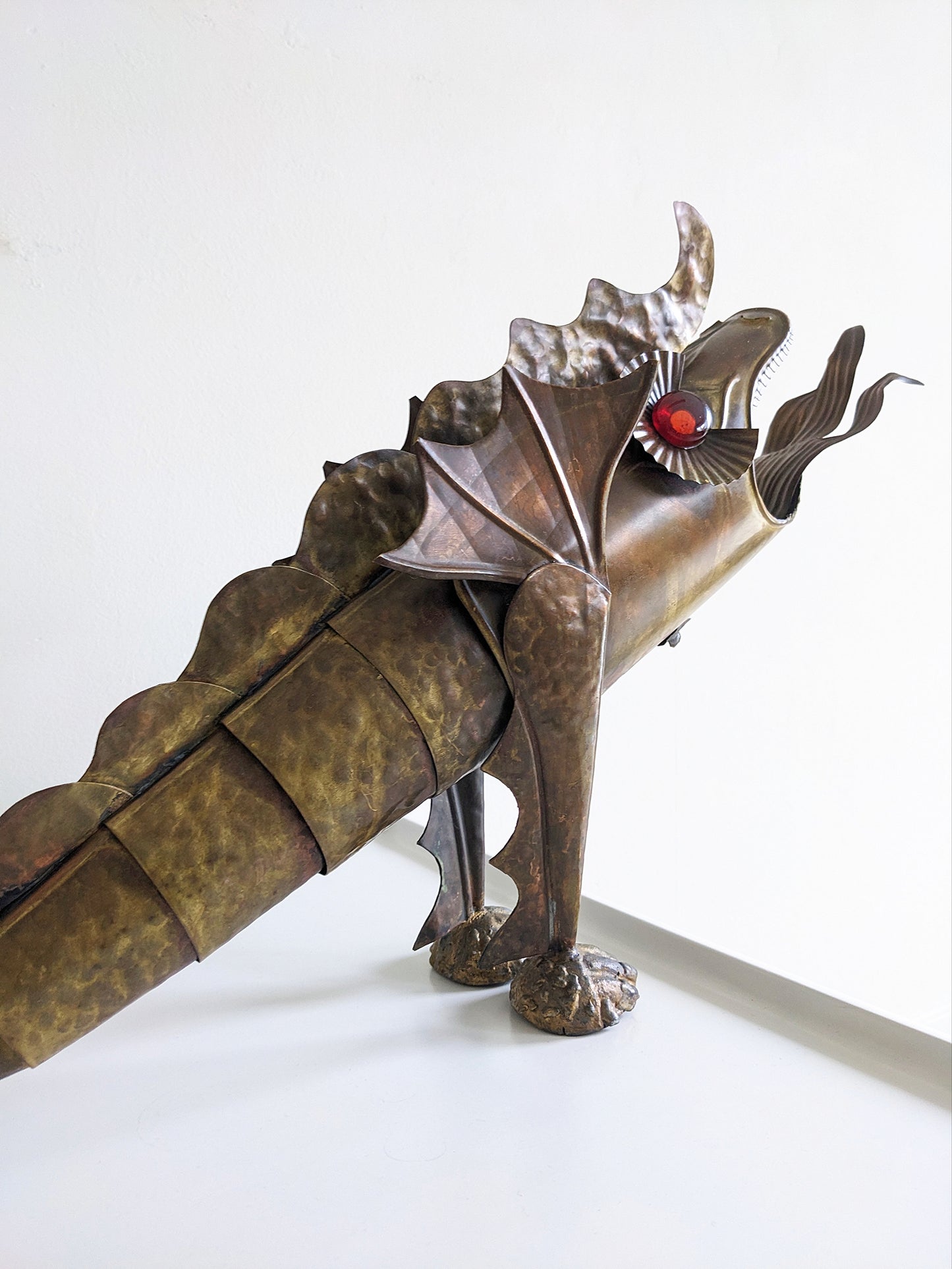 Brutalist Brass Dragon Lamp 1960's