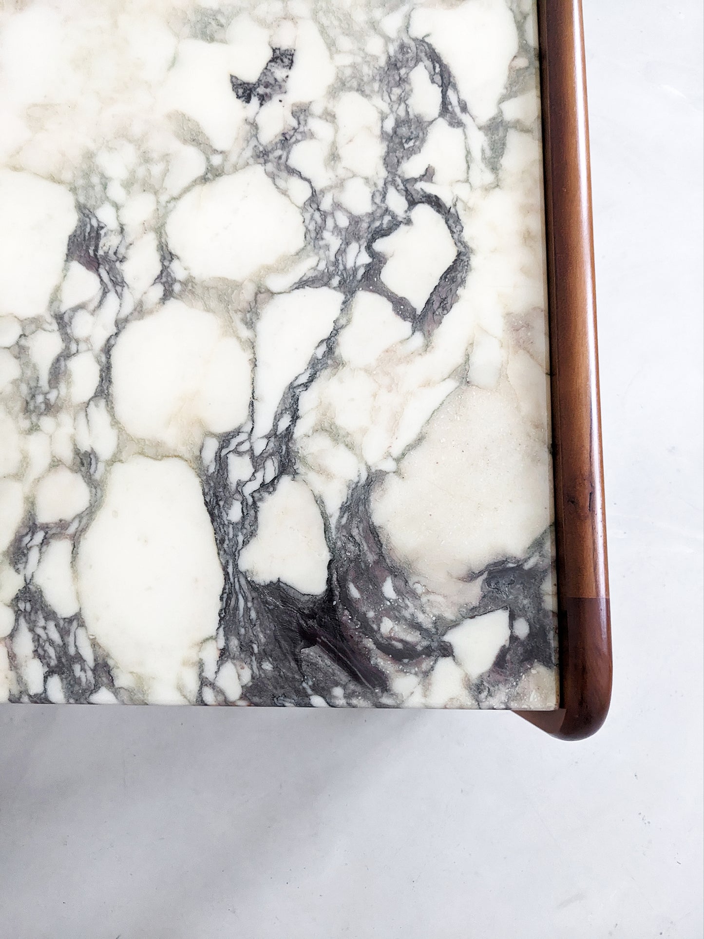 Set of 2 Marble & Teak Side Tables 1970's