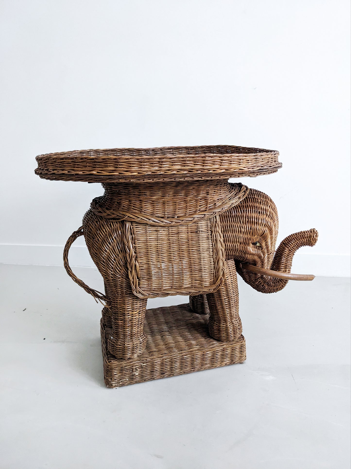Rattan Elephant Plant Stand 1960's