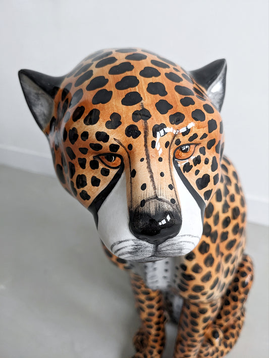 Ceramic Cheetah Statue 1970's
