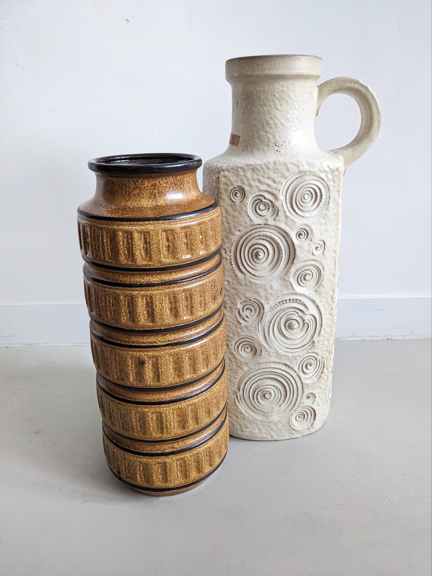 West Germany Floor Vase (Brown & Beige) 1960's