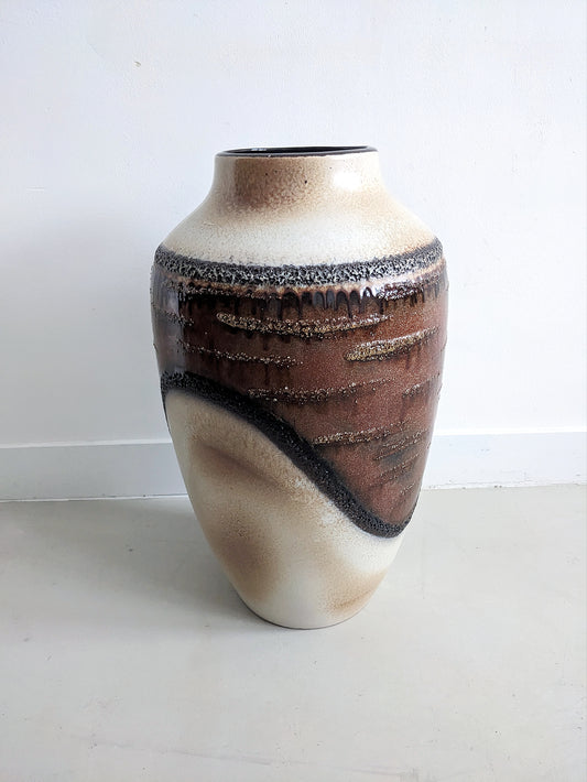 West Germany Floor Vase (Brown & Beige) 1960's