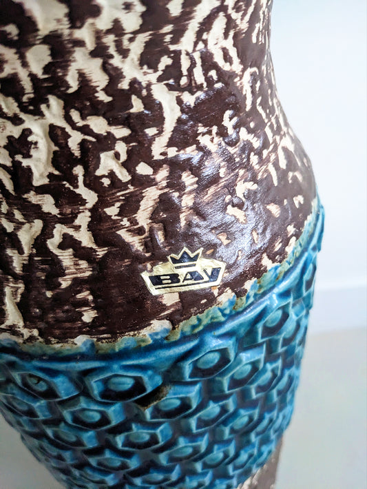 West Germany Floor Vase (Blue & White) 1960's