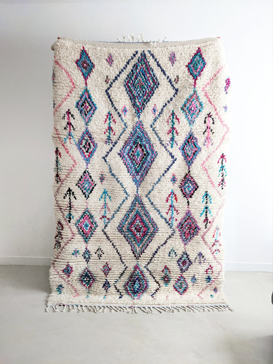 Blue and purple Azilal Moroccan Berber rug from the Atlas Mountains in Morocco