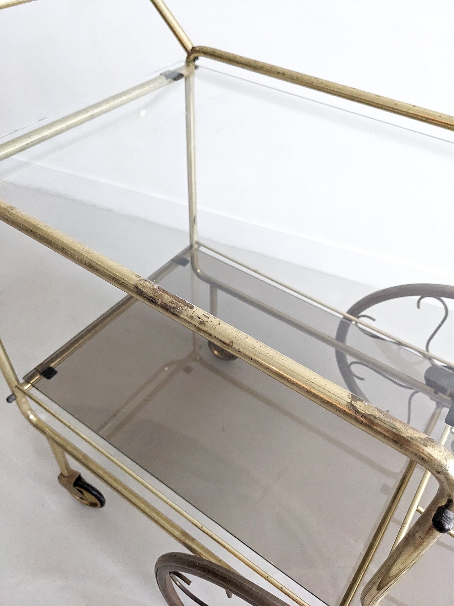 Vintage Brass & Glass Bar Cart 1960's