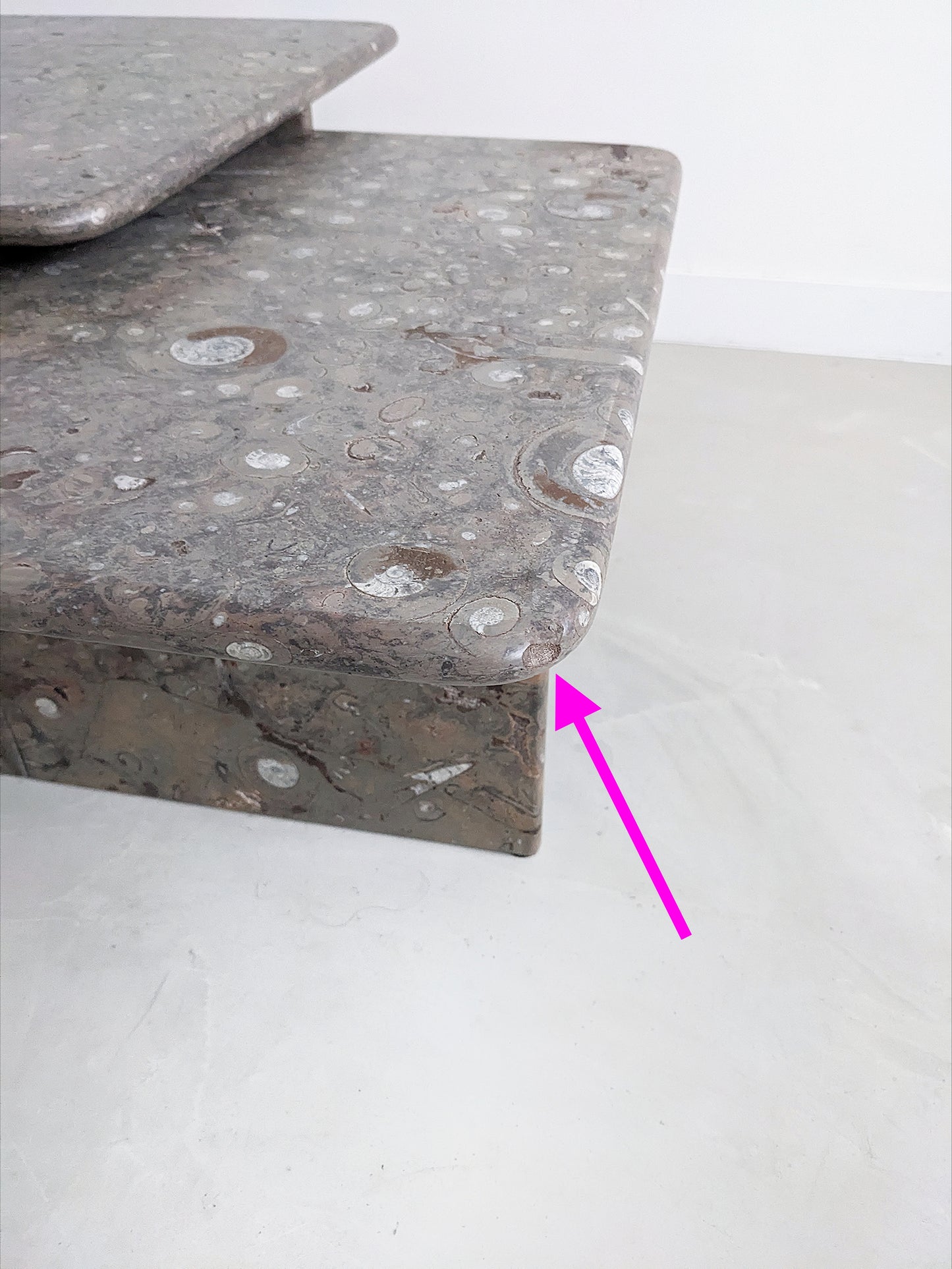 Ammonite Fossil Stone Nesting Tables 1980's