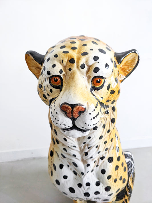 XL Ceramic Leopard Statue 1960's