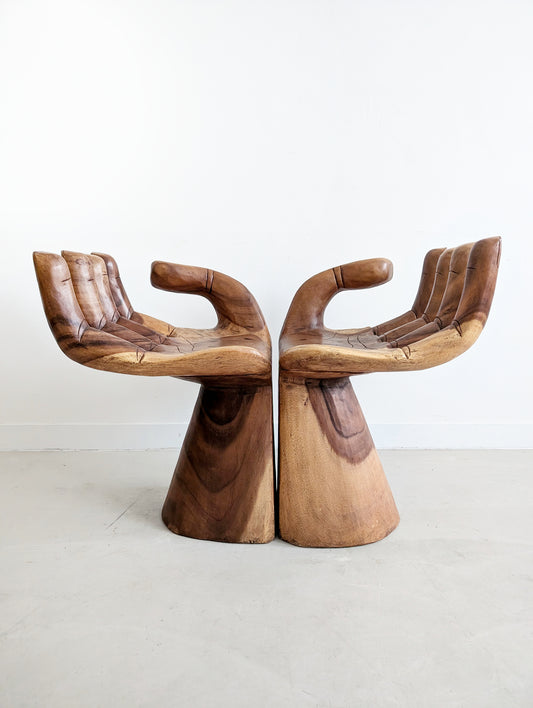 Handcarved Suar Wood Hand Chairs 1970's