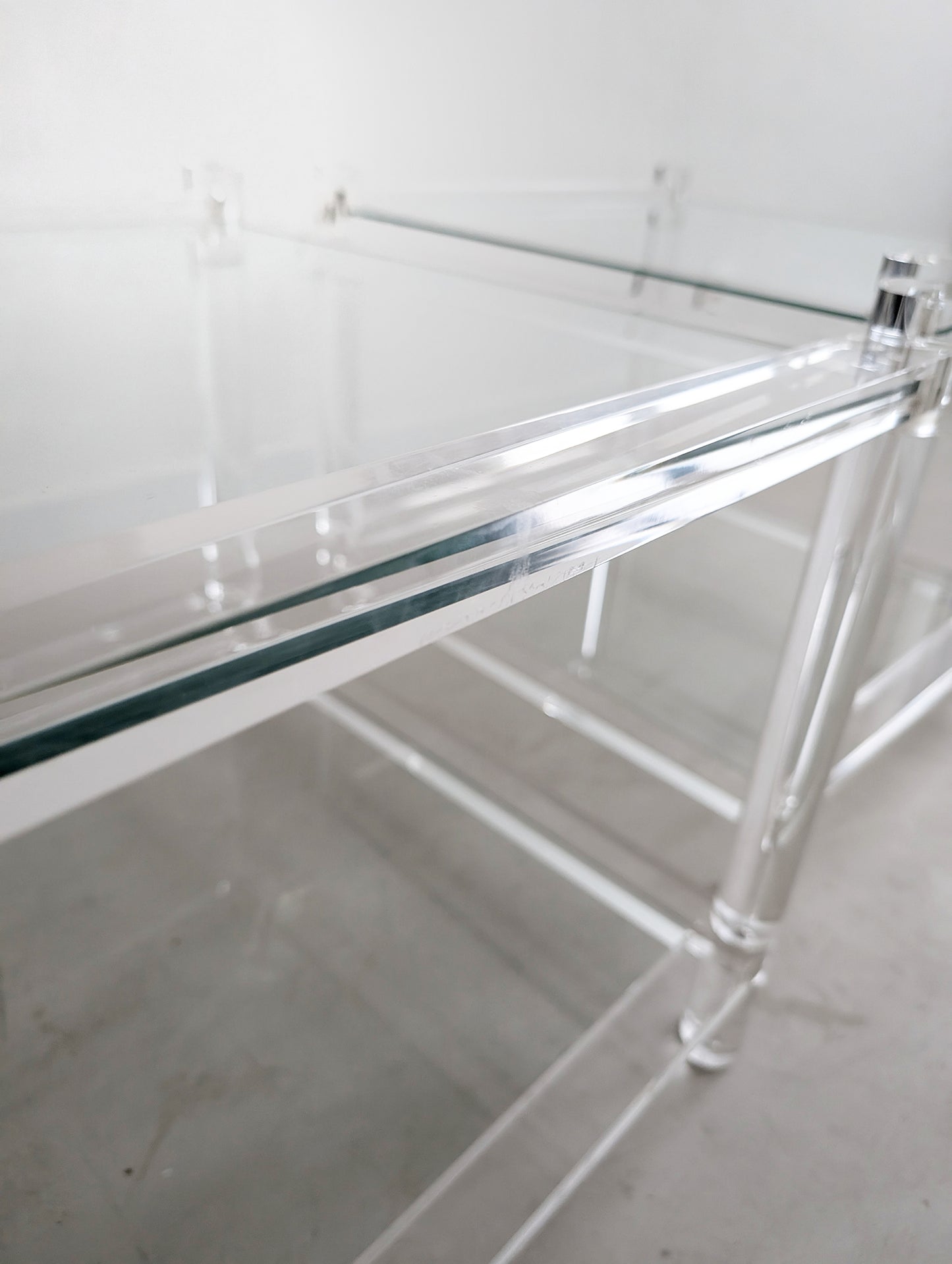 Set of 2 Glass & Acrylic Side Tables 1980's