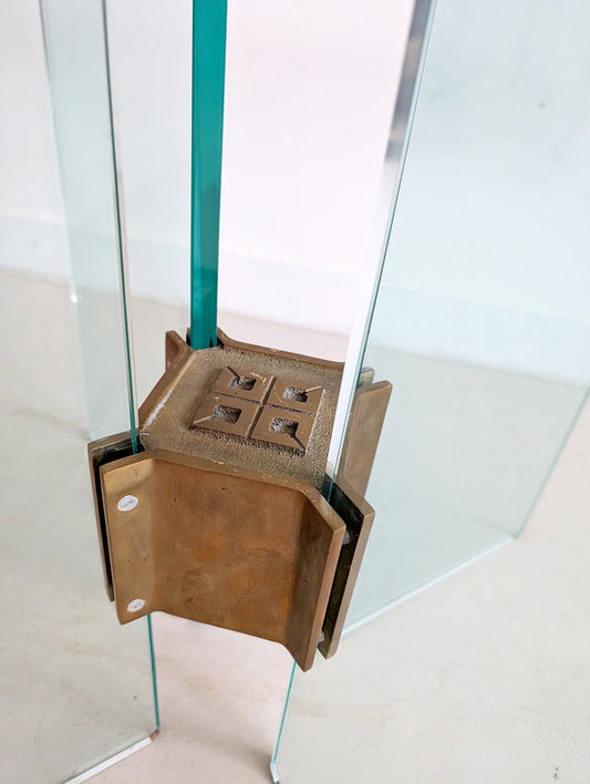 Glass & Brass Side Table by Peter Ghyczy 1970's