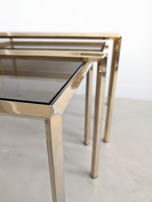 Set of 3 Hollywood Regency Nesting Tables 1970's