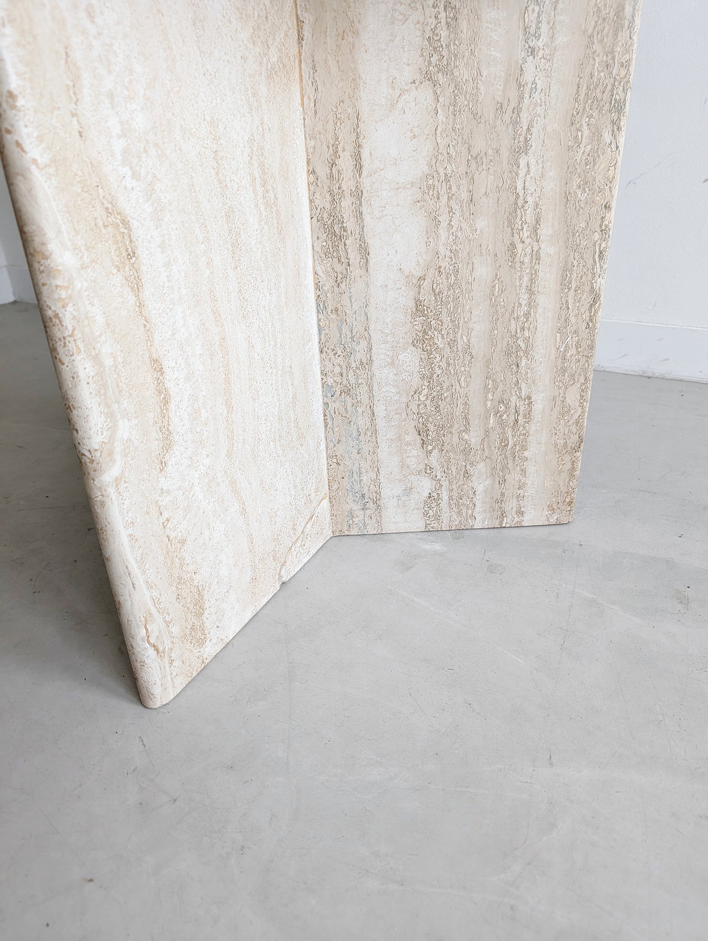 Round Travertine Dining Table 1980's