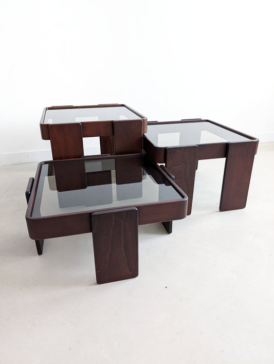 Set of 3 Nesting Tables by Gianfranco Frattini for Cassina 1970s
