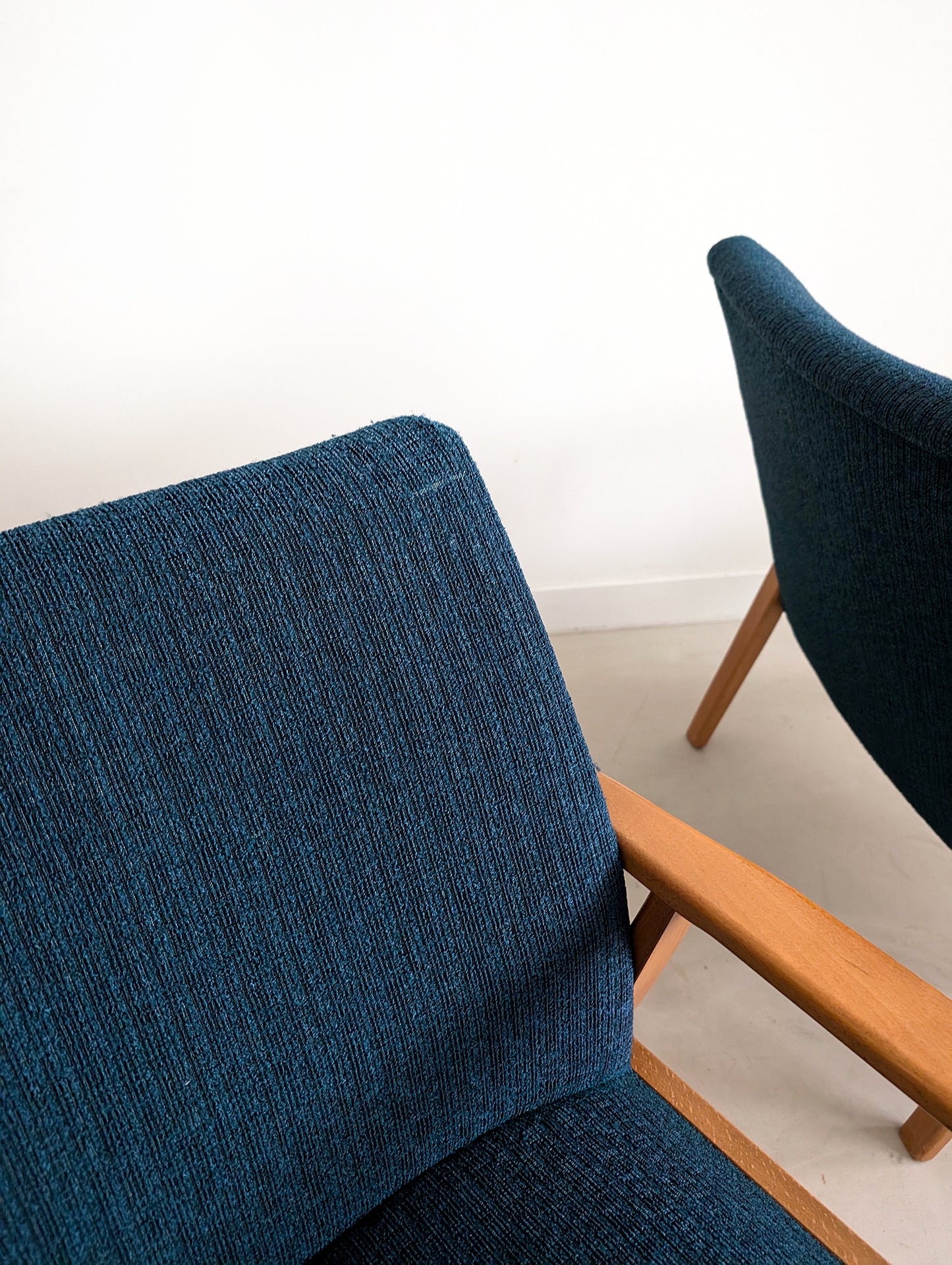 Set of 2 Royal Blue Midcentury Armchairs 1970s