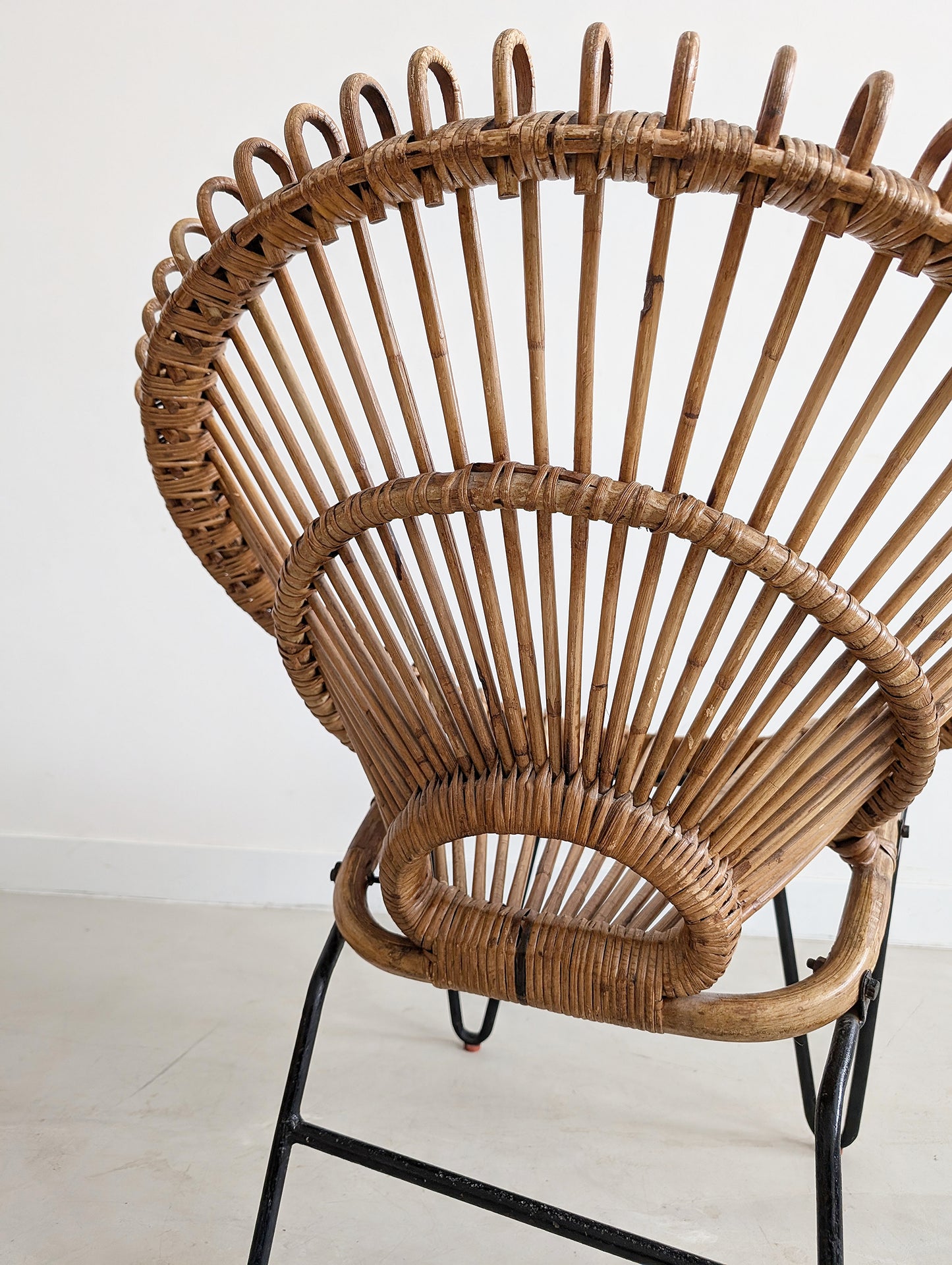 French Rattan Lounge Chair 1960s
