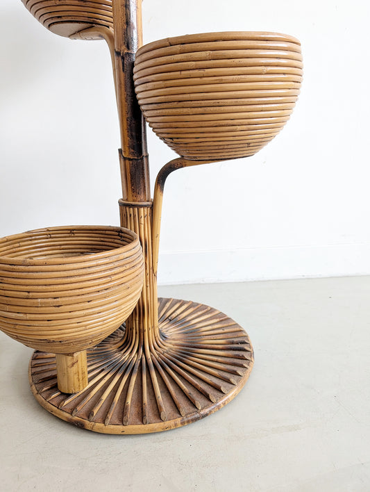 Bamboo Rattan Planter 1970s