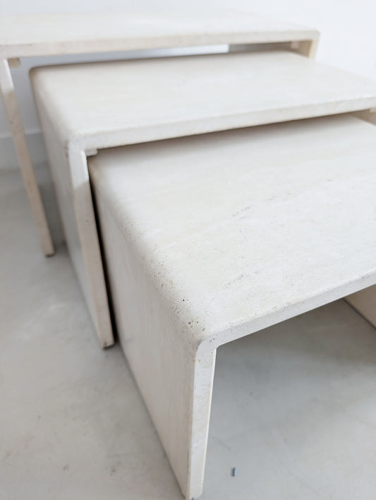 Travertine Nesting Tables 1980s