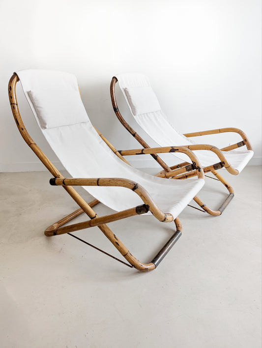 Set of 2 Italian Deck Chairs 1960s