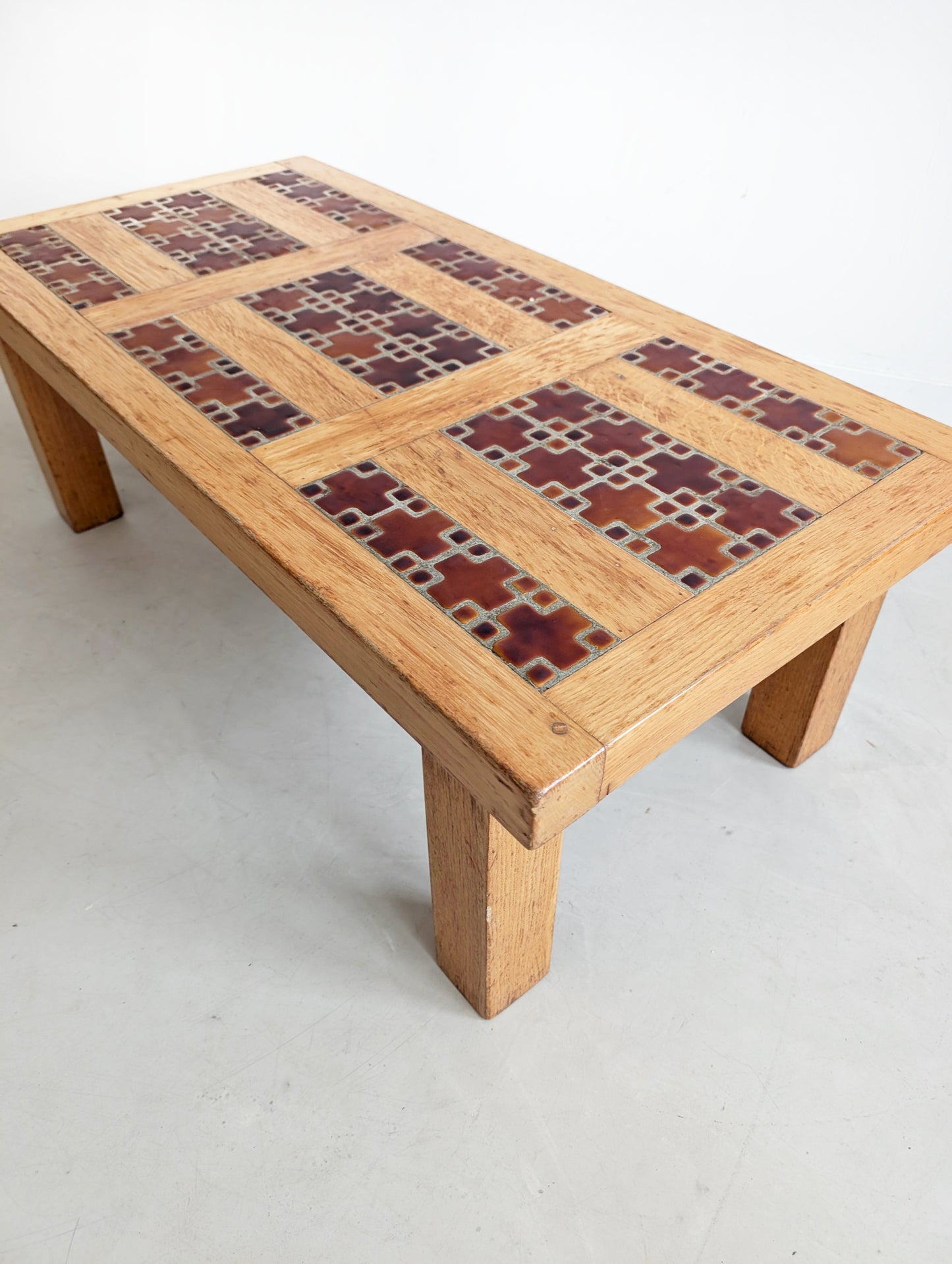 Brutalist Elm Wood Coffee Table 1970s