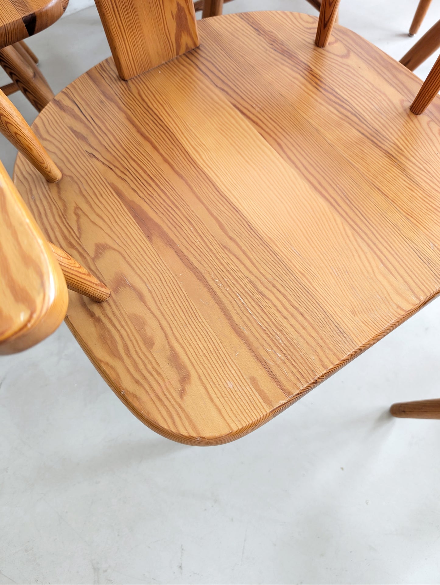 Set of 6 Pine Wood Dining Chairs by Asko Finland 1970s