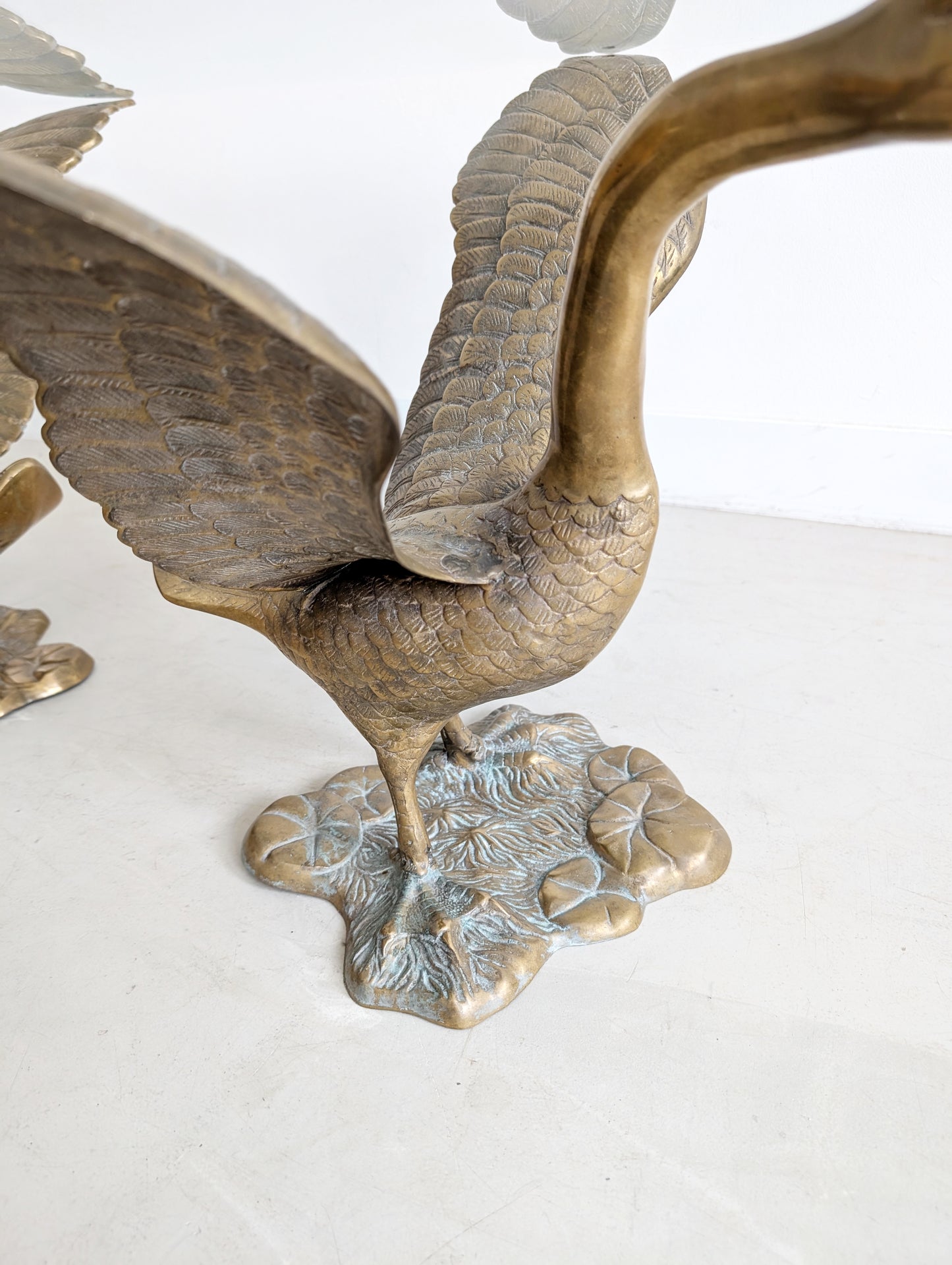 French Brass Swan Coffee Table 1970s