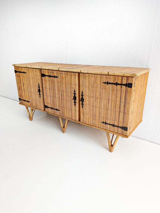 French Rattan Sideboard 1960s