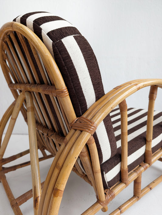 Rattan Pencil Reed Lounge Chair 1960s
