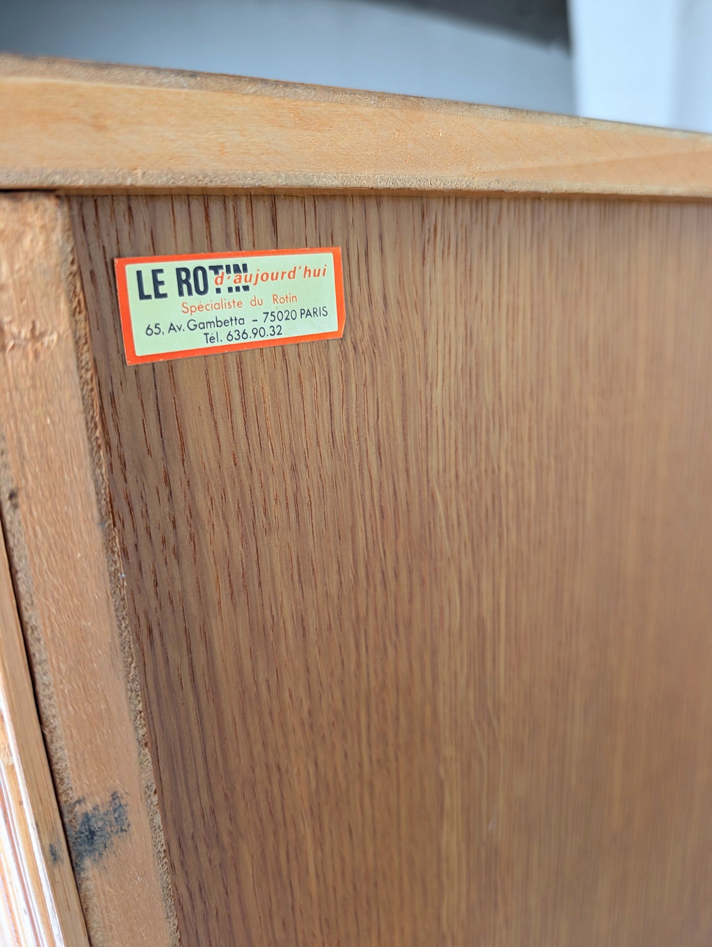 French Bamboo & Rattan Display Cabinet 1960s