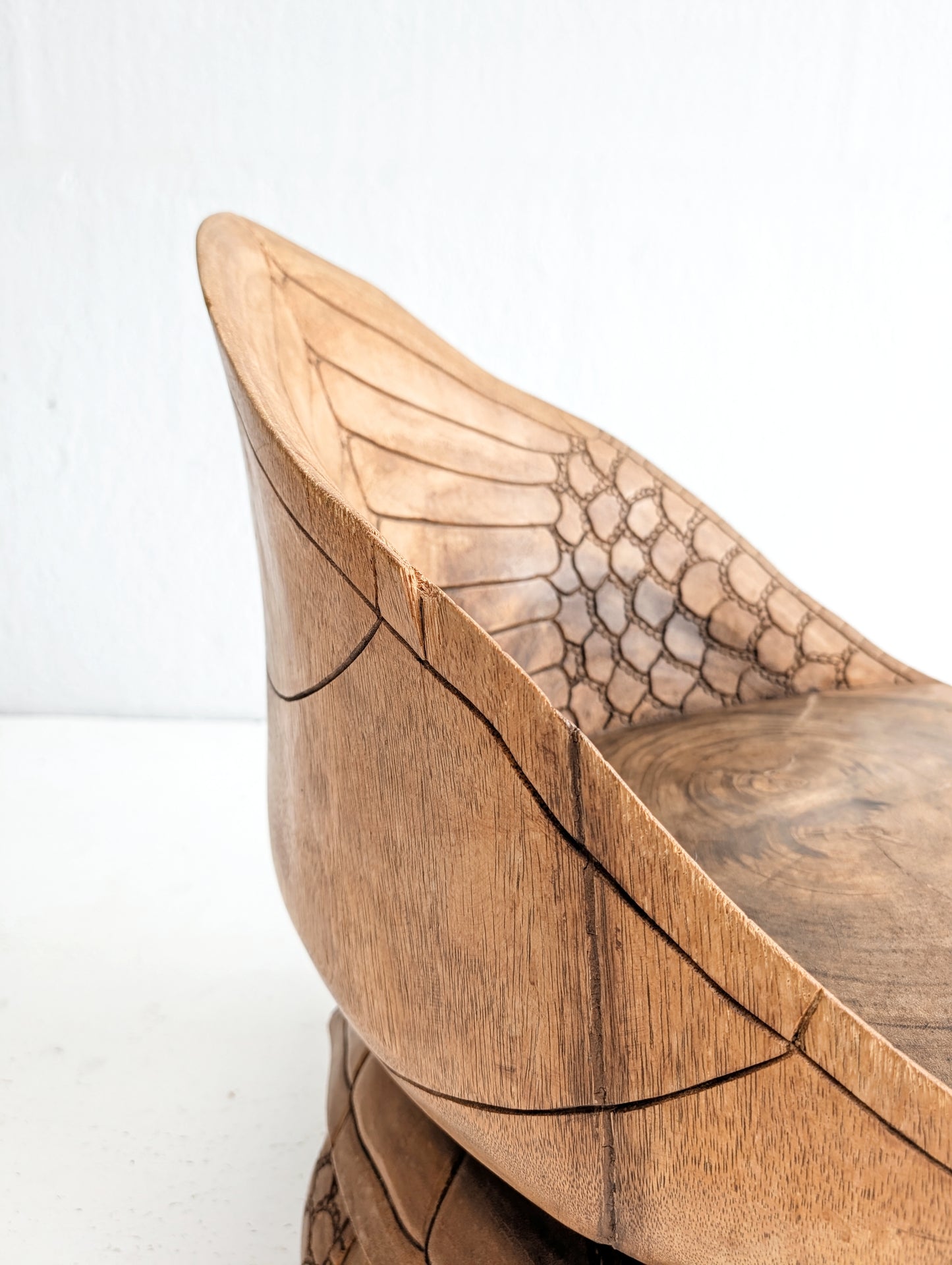 Hand Carved Artisan Turtle Accent Chair 1970s