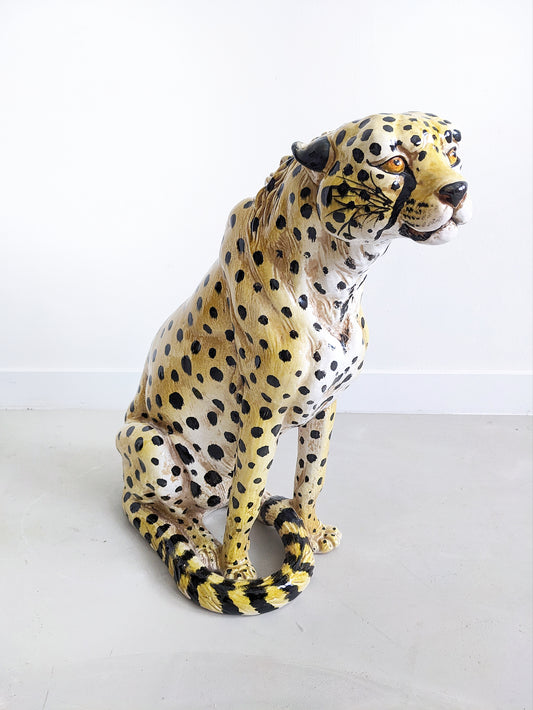 Ceramic Cheetah Statue 1960's. Made in Italy in the sixties. Italian vintage design.