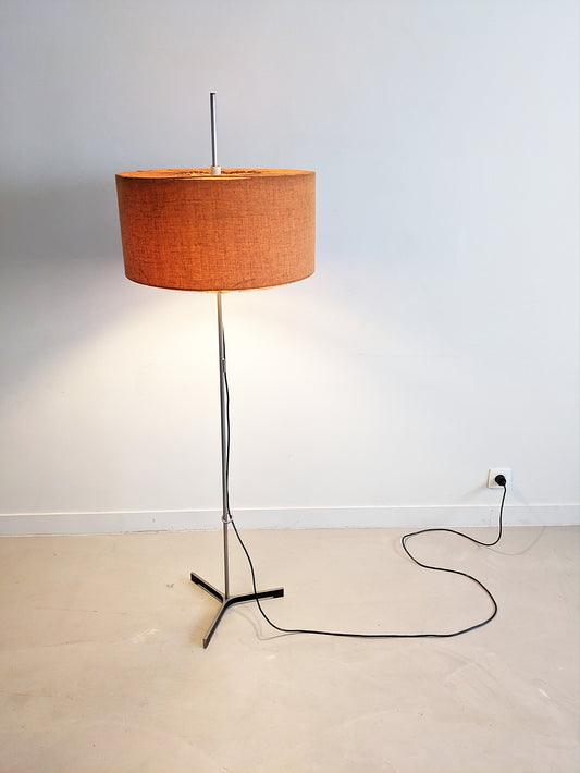 Orange & Chrome Floor Lamp by STAFF 1960's