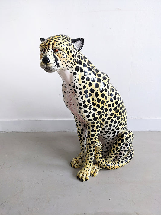 Ceramic Cheetah Statue 1970's