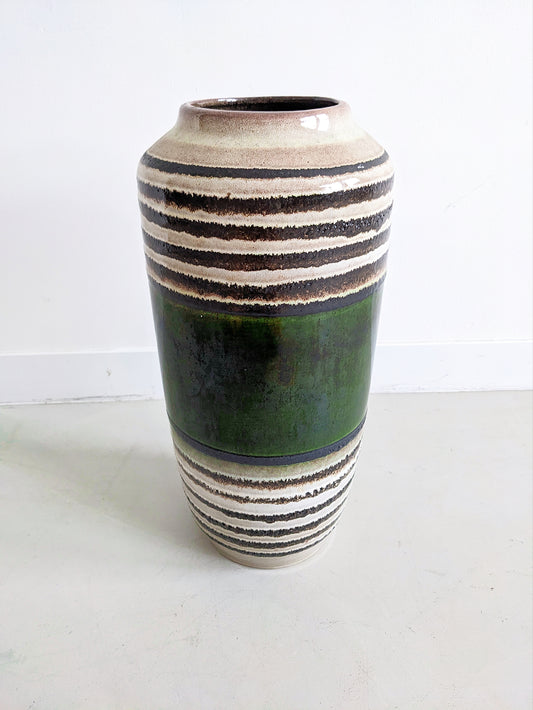 West Germany Floor Vase (Beige & Green) 1960's