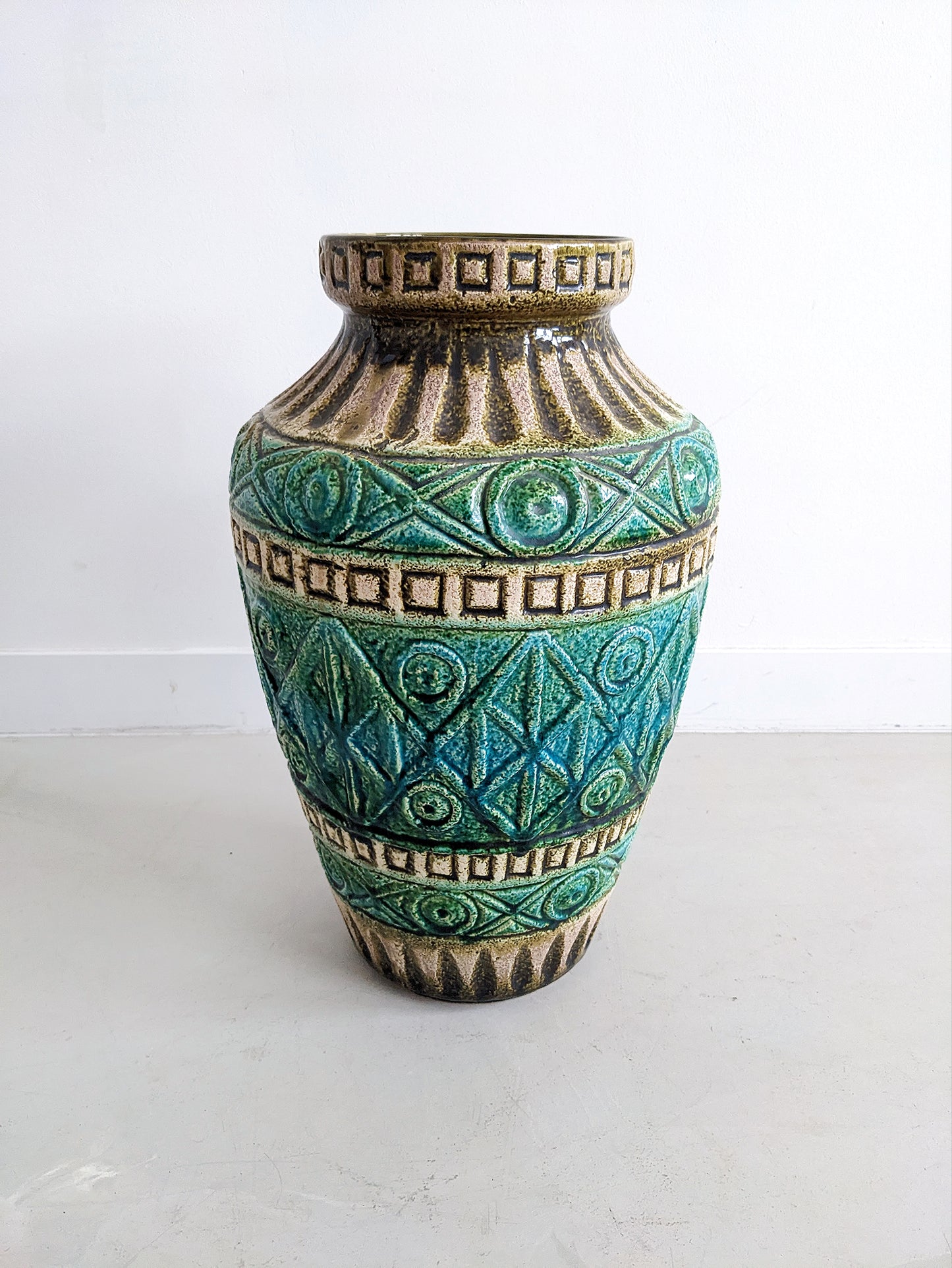 West Germany Floor Vase (Blue & Green) 1960's