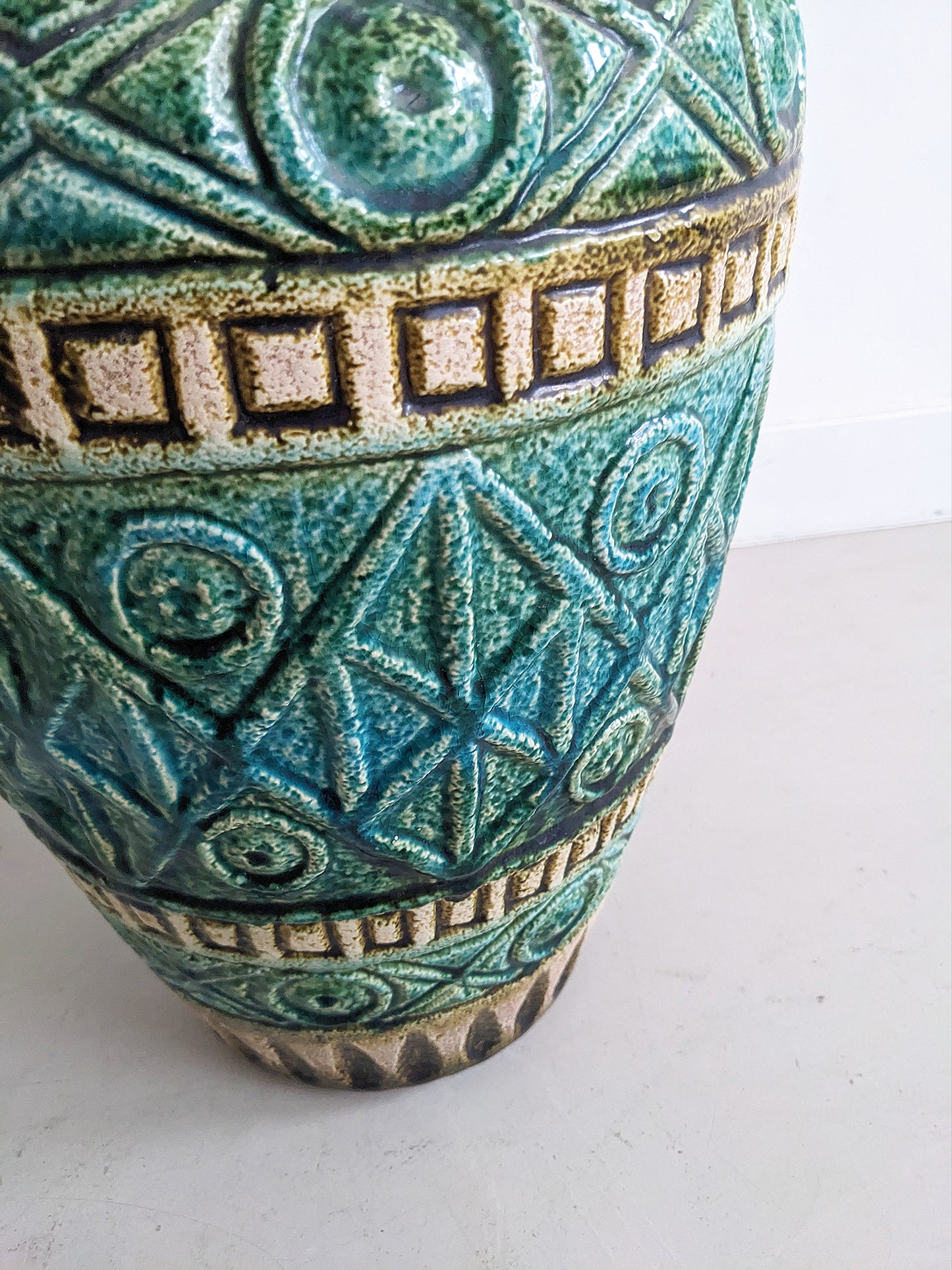 West Germany Floor Vase (Blue & Green) 1960's