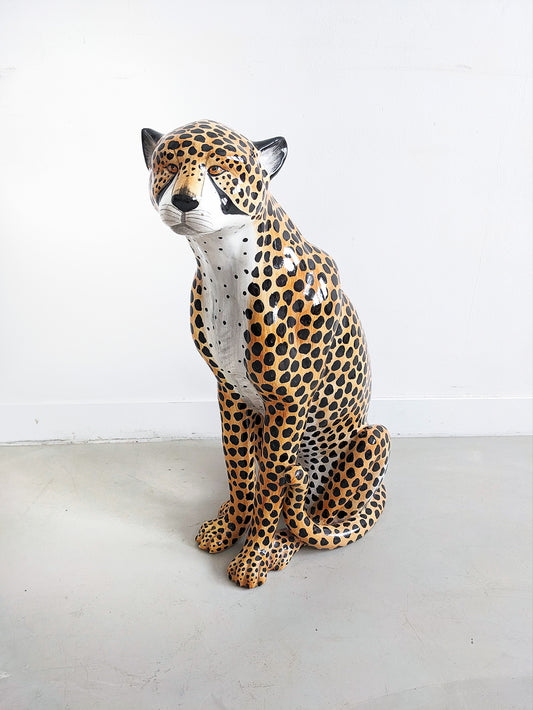 Ceramic Cheetah Statue 1970's