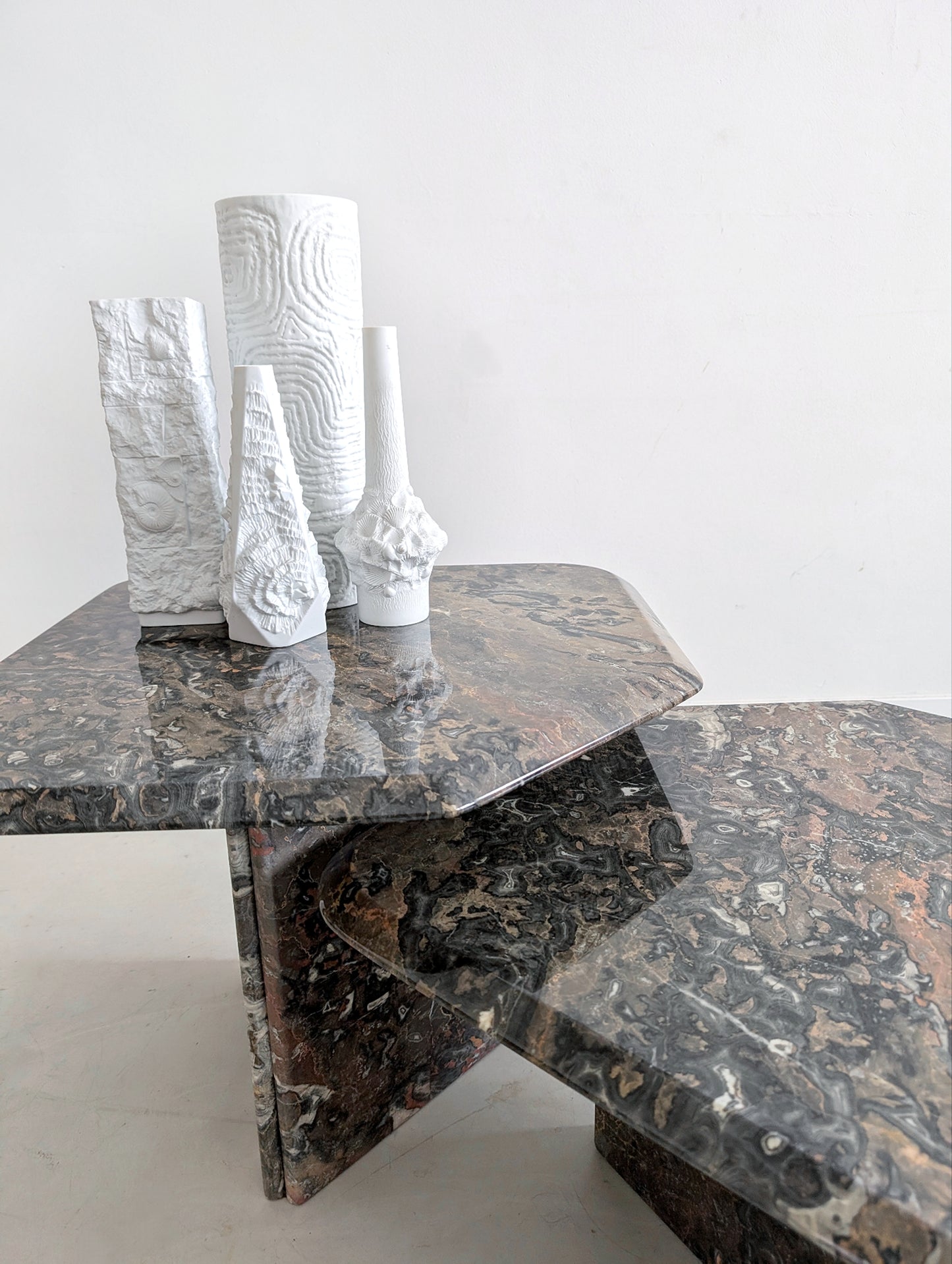 Set of 2 Italian Marble Nesting Tables 1970's