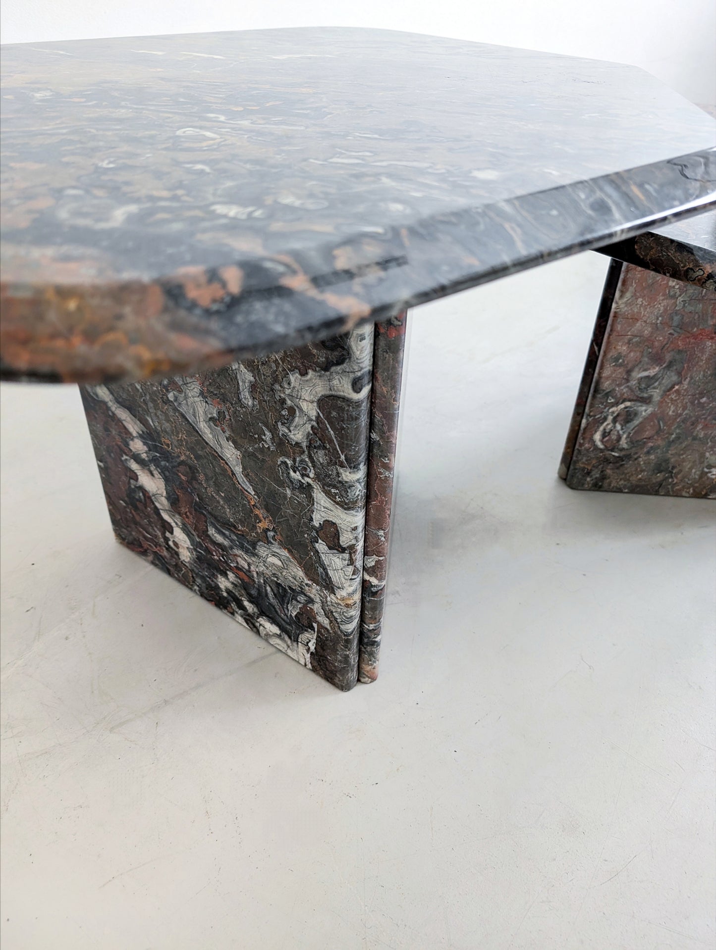 Set of 2 Italian Marble Nesting Tables 1970's