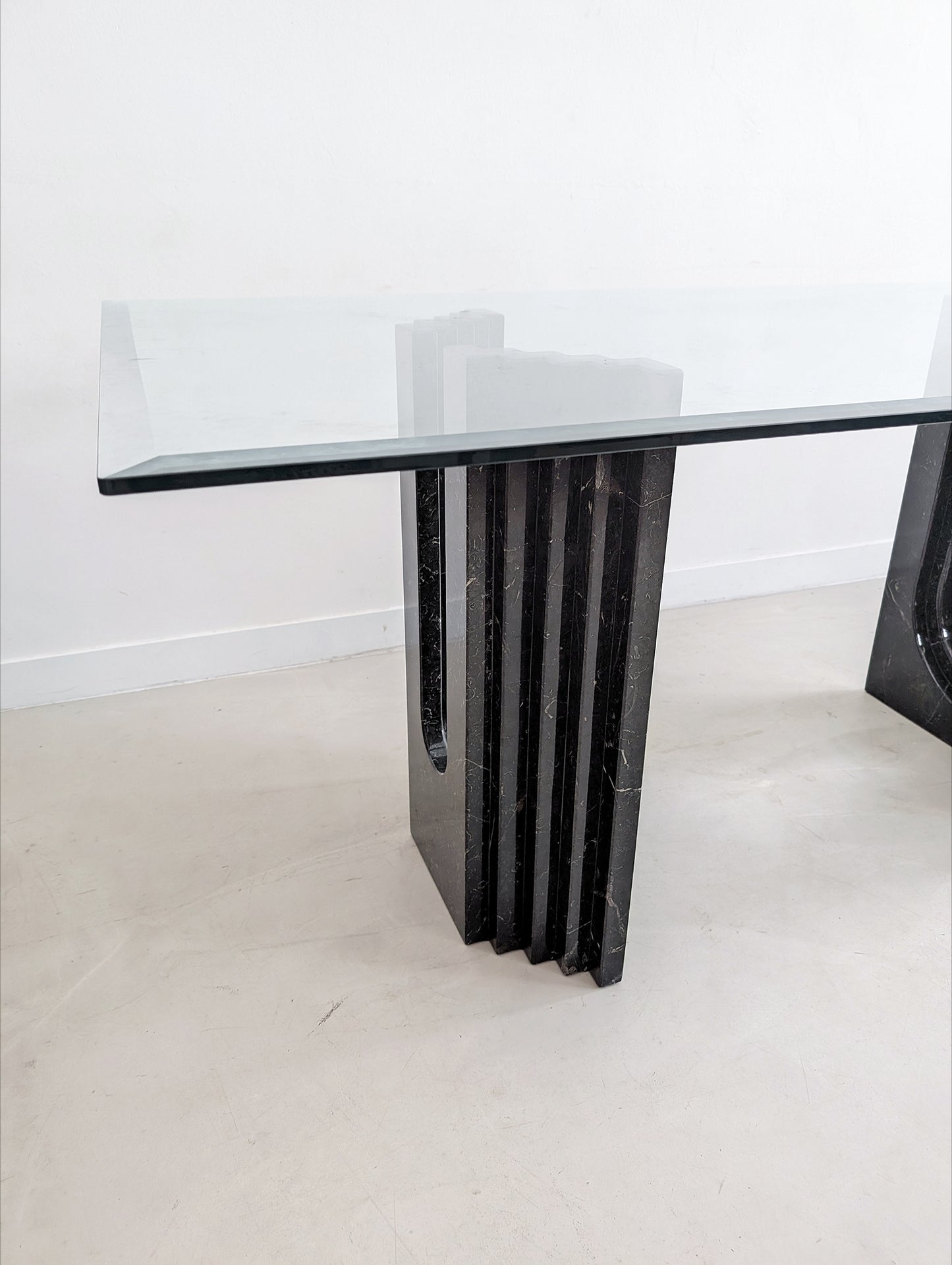 Glass & Black Marble Dining Table by Carlo Scarpa for Cattelan 1970's