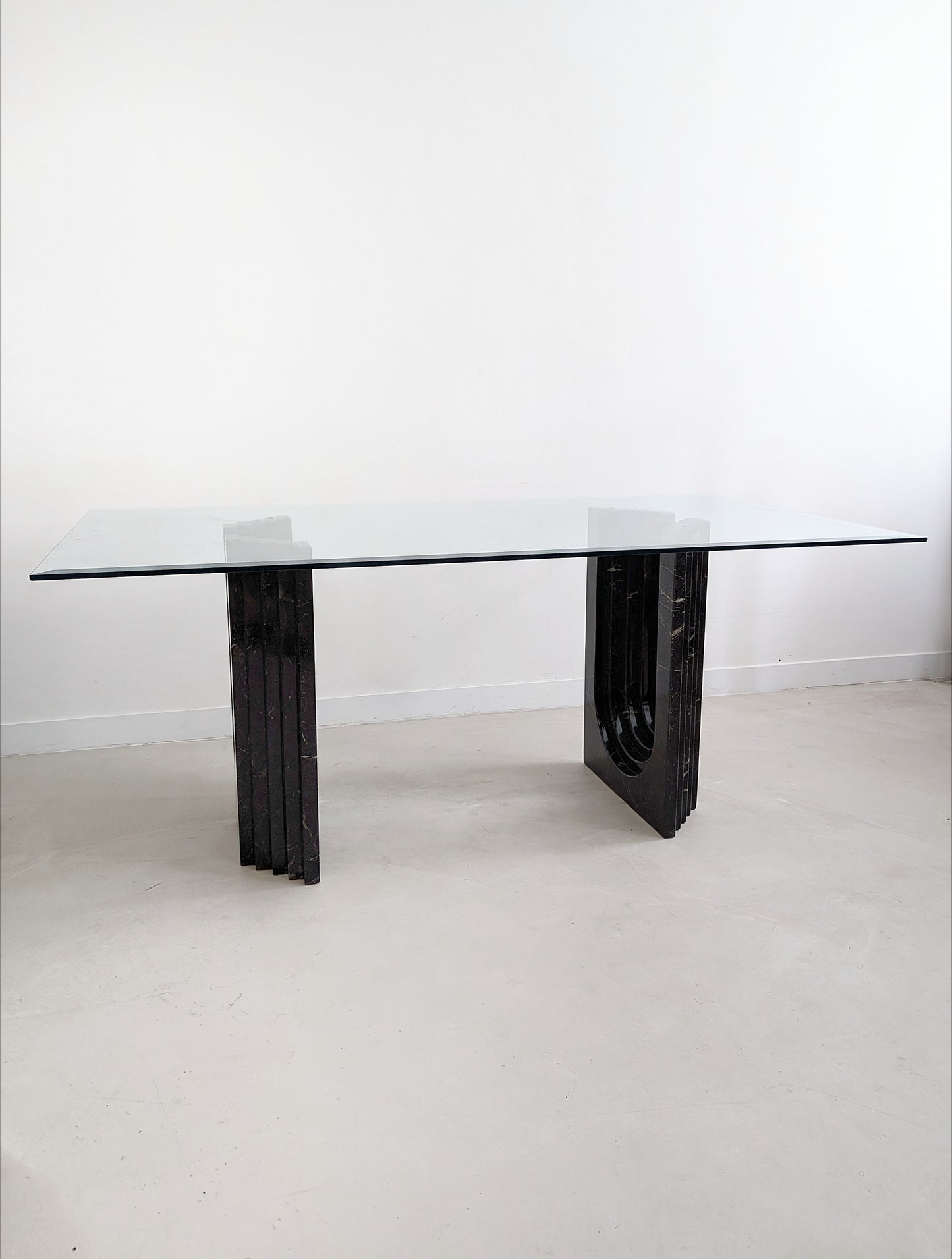 Glass & Black Marble Dining Table by Carlo Scarpa for Cattelan 1970's