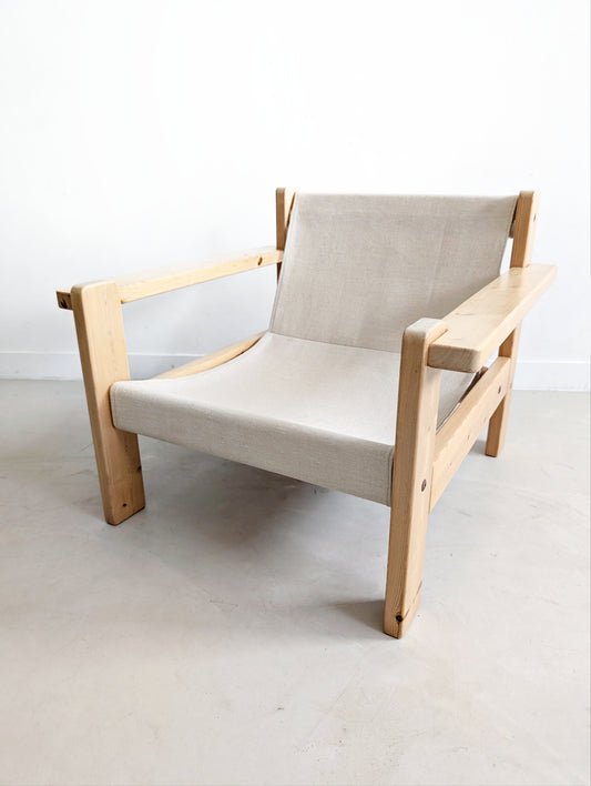 Birchwood & Canvas Loungechair 1970's