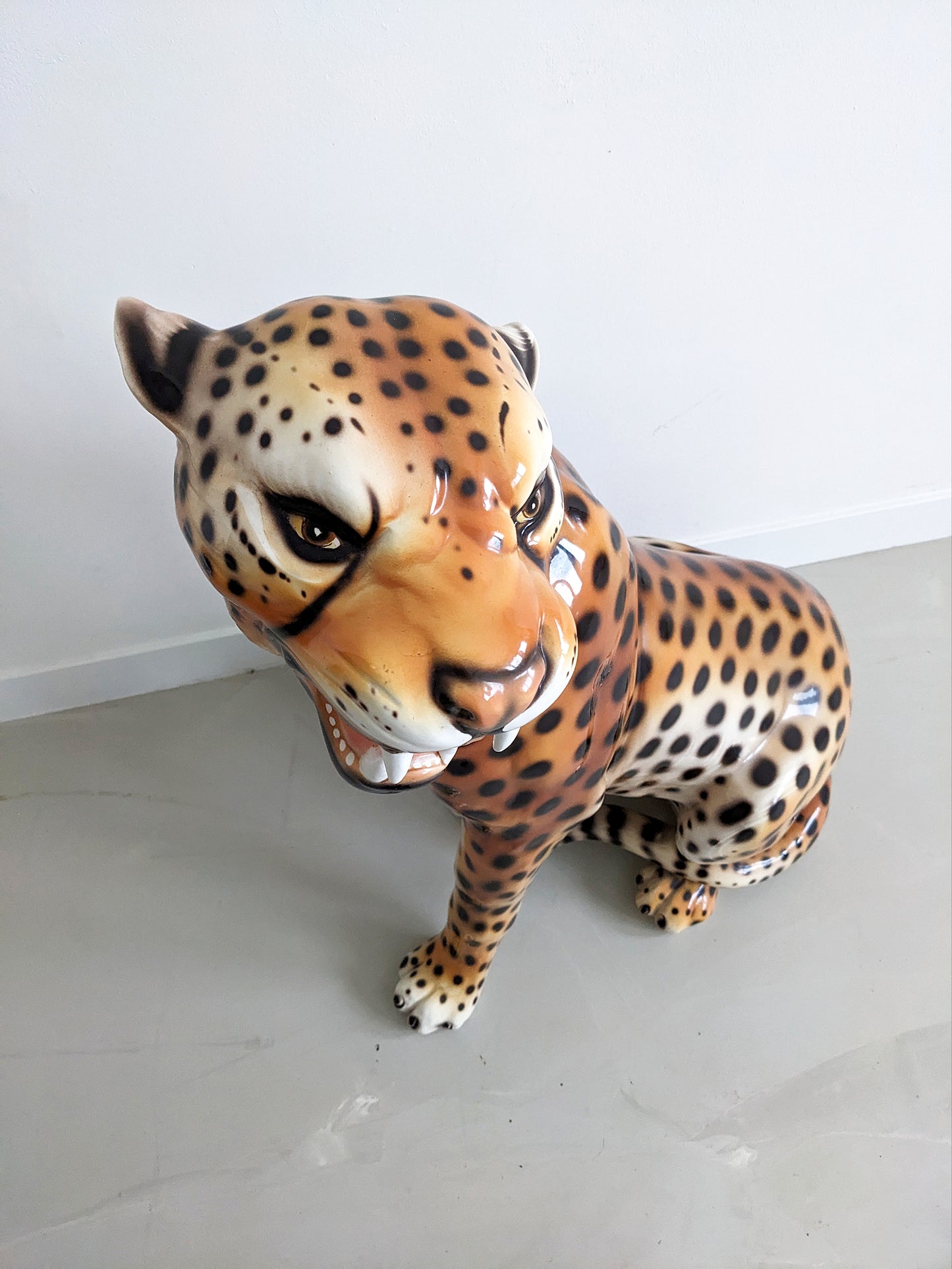 XL Ceramic Leopard Figure 1990's
