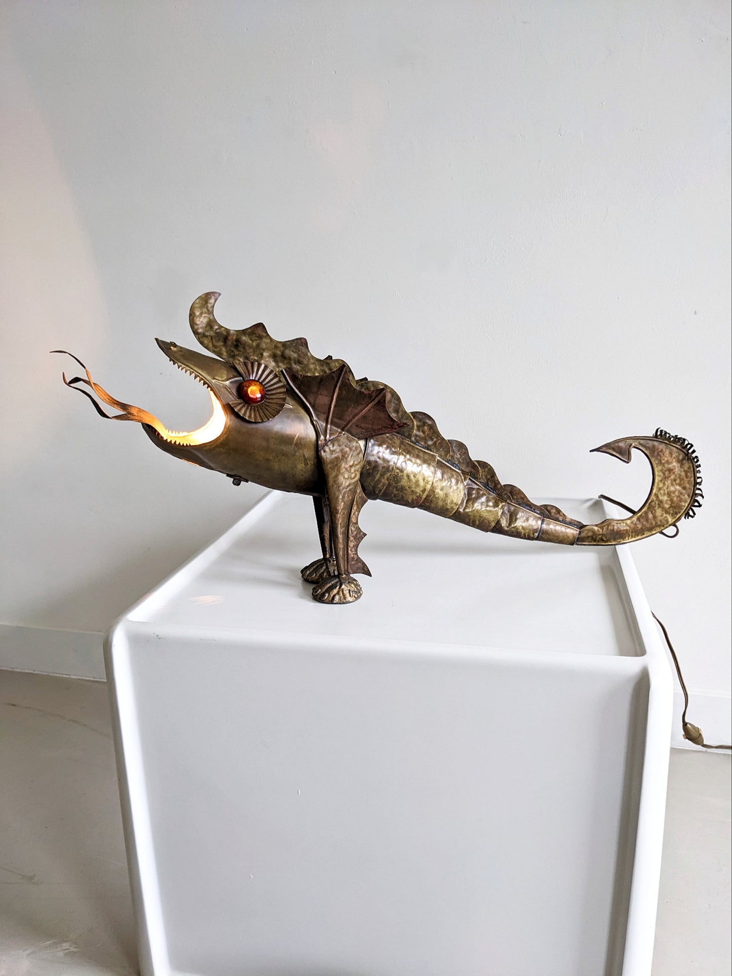 Brutalist Brass Dragon Lamp 1960's